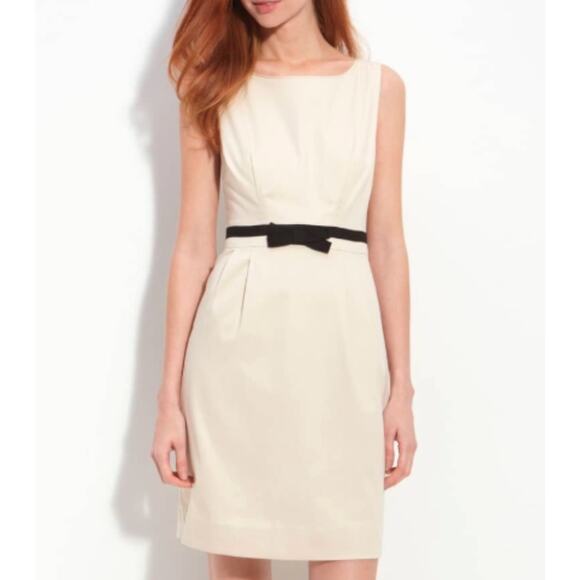 Kate Spade Lola Bow Tie Sleeveless Dress Size 10 Tan Black - Picture 1 of 9